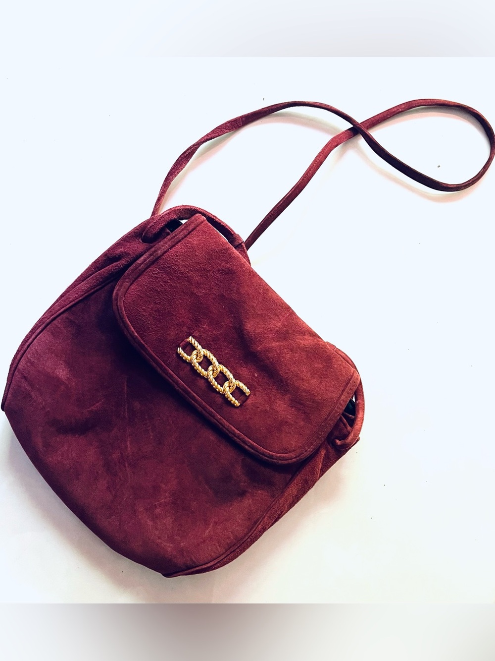Maryann Rosenfeld Vintage Burgundy Suede Crossbody Bag